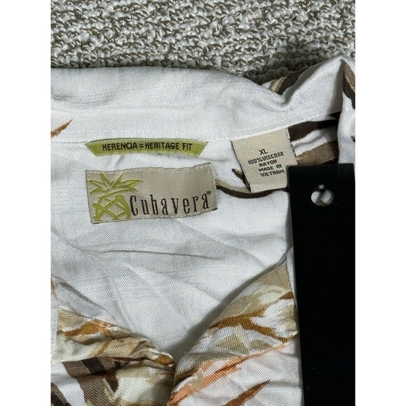 Cubavera Men's White Tropical Rayon Short Sleeve Button Down Shirt Size XL - Picture 2 of 7